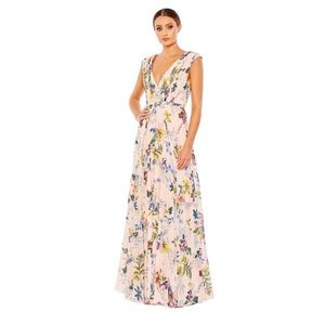 Mac Duggal -Pleated Floral A-Line Gown size 16